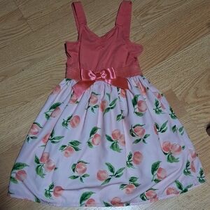 Lilt Peach and Pink Floral Kids Dress